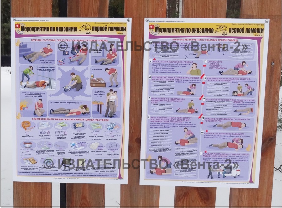 Мероприятия по оказанию первой помощи - комплект плакатов на пластике