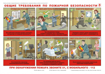 Комплект плакатов для офиса: пожарная безопасность, электробезопасность, гражданская оборона - комплект плакатов из 3 листов