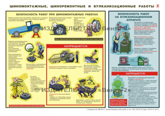 Шиномонтажные, шиноремонтные и вулканизационные работы - плакат